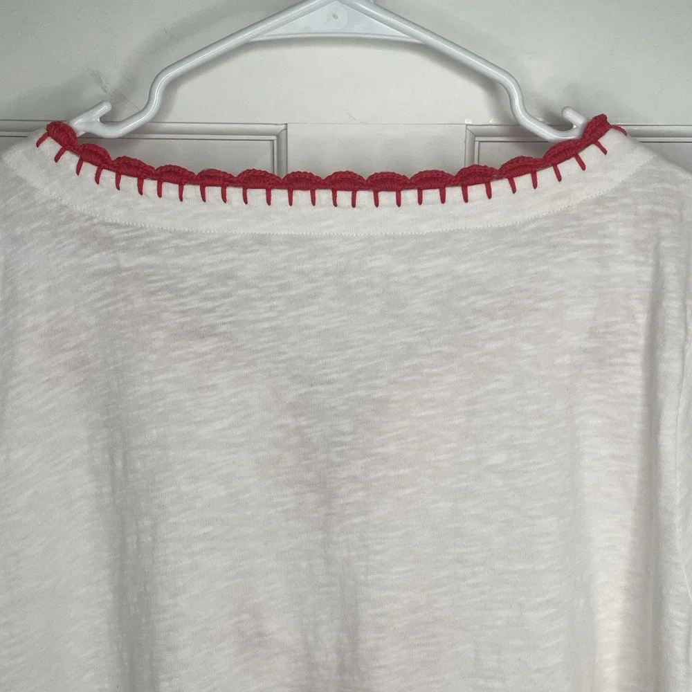 Talbots Women's Aztec Embroidered Short Sleeve Top Sz Petite 2XL 100% Cotton